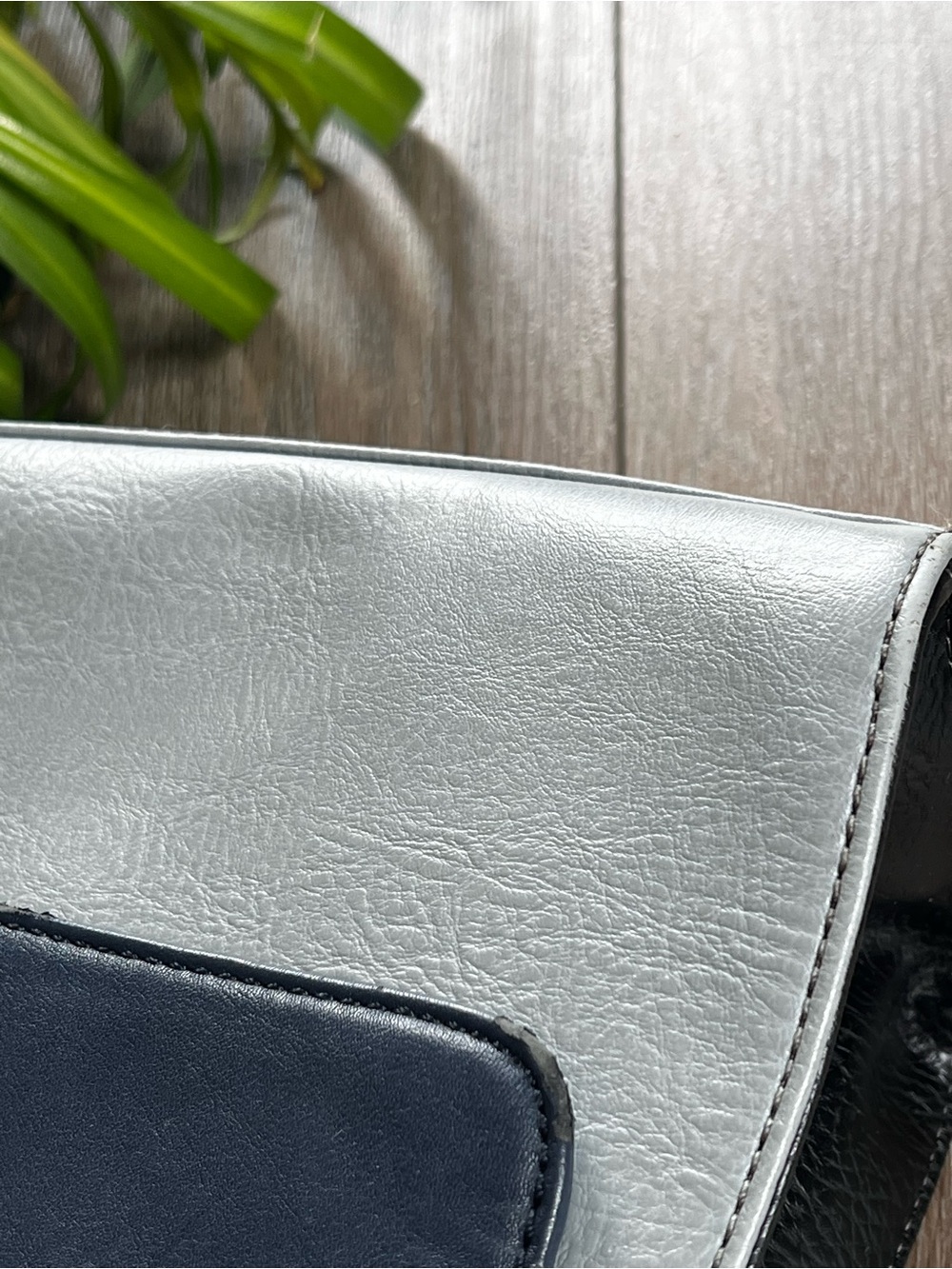 Matt & Nat Navy and Light Gray Two-Tone Top-Handle Satchel - Picture 12 of 16